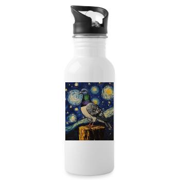 Colombe Oiseau Van Gogh Style Nuit étoilée - Gourde avec paille intégrée - blanc - Droite