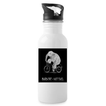 Burn Fat – Not Fuel  Lustiger Fahrrad Elefant - Trinkflasche mit integriertem Trinkhalm - Weiß - Rechts