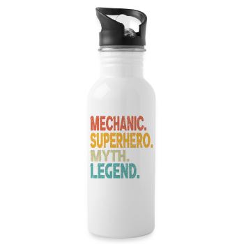 mechanic-superhero-myth-legend - Water bottle with straw - white - Right