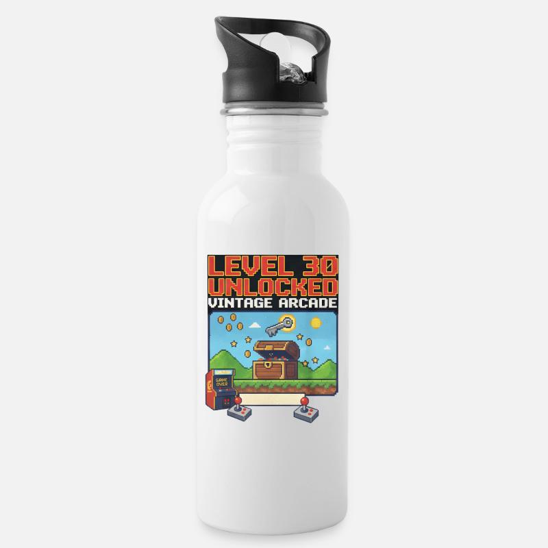 Niveau 30 Arcade vintage débloquée - Gourde avec paille intégrée - blanc