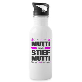 Stiefmutter Stiefmama Muttertag Mama Geschenk - Trinkflasche mit integriertem Trinkhalm - Weiß - Rechts