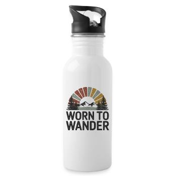 Retro Grunge – Worn to Wander - Water bottle with straw - white - Right