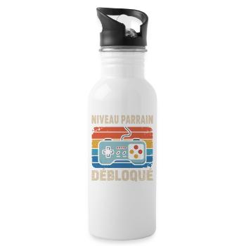 Niveau Parrain Débloqué Cadeau original - Gourde avec paille intégrée - blanc - Droite