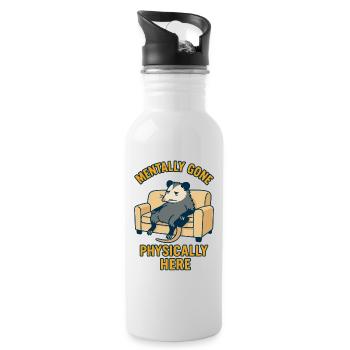 Mentally Gone Physically Here Funny Possum - Water bottle with straw - white - Right