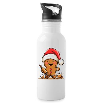 Christmas Gingerbread with Frosting - Water bottle with straw - white - Right