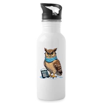 Wintereule mit Brille und Schal - Trinkflasche mit integriertem Trinkhalm - Weiß - Rechts