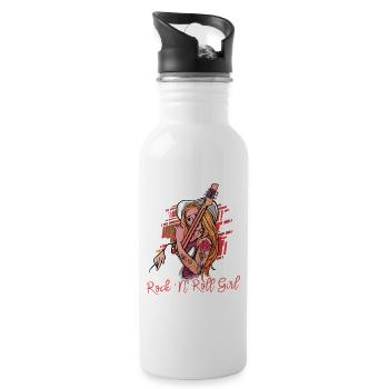Rock 'n Roll Girl Rock Band Guitar Music - Trinkflasche mit integriertem Trinkhalm - Weiß - Rechts
