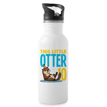 This Otter Is 10 - Cute Birthday Motif - Water bottle with straw - white - Right