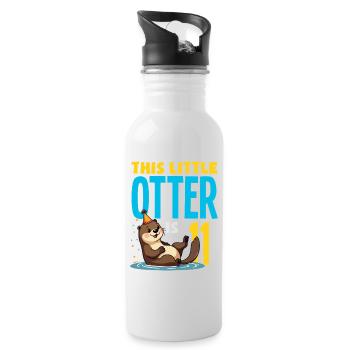 This Otter Is 11 - Cute Birthday Motif - Water bottle with straw - white - Right