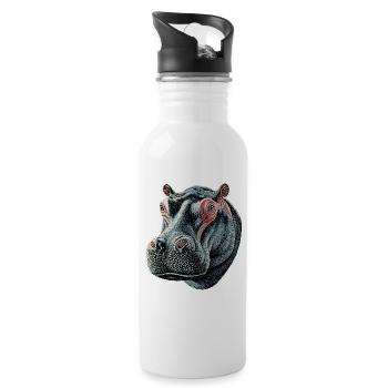 Nilpferd Flusspferd Mama Hippopotamus Cooles Hippo - Trinkflasche mit integriertem Trinkhalm - Weiß - Rechts