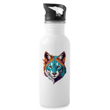 Illustration de tête de tigre prismatique - Gourde avec paille intégrée - blanc - Droite