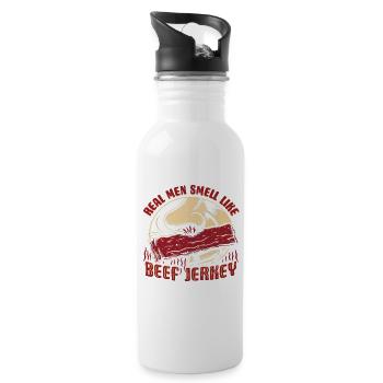 Beef Jerky Dried Meat Biltong Pemmican - Water bottle with straw - white - Right