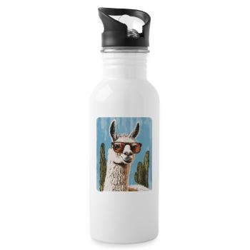 Lama - Trinkflasche mit integriertem Trinkhalm - Weiß - Rechts
