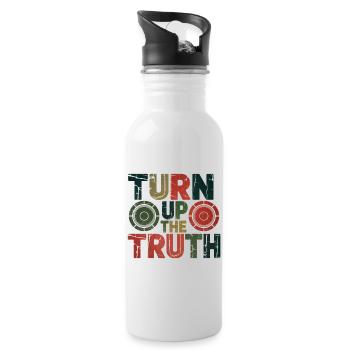 Retro Grunge – Turn Up The Truth - Trinkflasche mit integriertem Trinkhalm - Weiß - Rechts
