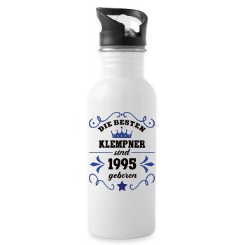 Plumber Birthday Vintage 1995 Tinsmith Colleague - Water bottle with straw - white - Right