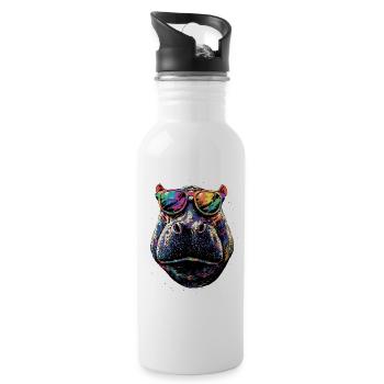 Nilpferd Flusspferd Mama Hippopotamus Cooles Hippo - Trinkflasche mit integriertem Trinkhalm - Weiß - Rechts