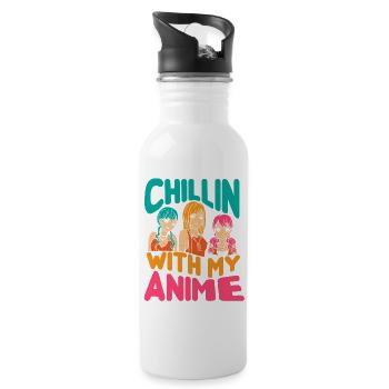 Anime Manga Otaku Kawaii Japan Cosplay Comic - Trinkflasche mit integriertem Trinkhalm - Weiß - Rechts
