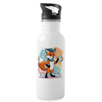 Fox Artist with Color Palette - Water bottle with straw - white - Right