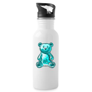 Gummibär Türkis - Trinkflasche mit integriertem Trinkhalm - Weiß - Rechts