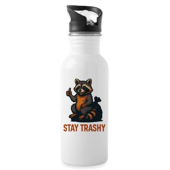 Restez trash raton laveur Meme Humour Citation - Gourde avec paille intégrée - blanc - Droite