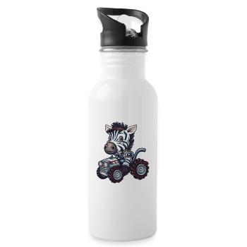 Zebra Traktor Farmer - Trinkflasche mit integriertem Trinkhalm - Weiß - Rechts