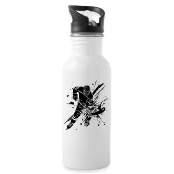 Kunst von Eishockeyspielern - Trinkflasche mit integriertem Trinkhalm - Weiß - Rechts