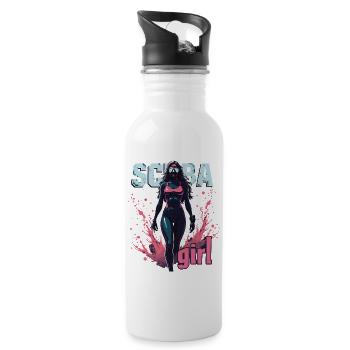 Scuba Girl Taucherin Design - Trinkflasche mit integriertem Trinkhalm - Weiß - Rechts