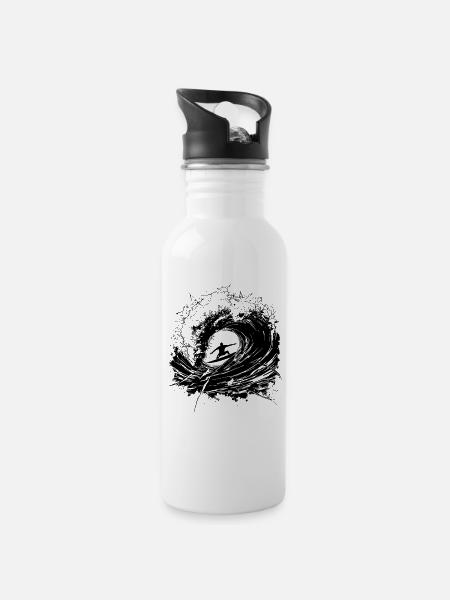 Surfen Energisch Surfer Design Surfen - Trinkflasche mit integriertem Trinkhalm - Weiß