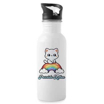 Purride Kitten - süße Regenbogen Pride Katze lgbt - Trinkflasche mit integriertem Trinkhalm - Weiß - Rechts
