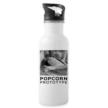 Monochrom Maiskolben im Fokus - Trinkflasche mit integriertem Trinkhalm - Weiß - Rechts