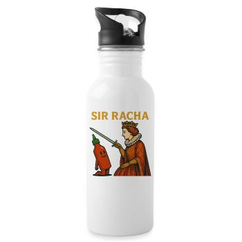 Sir Racha Funny Meme Knighting Hot Sauce Humor - Water bottle with straw - white - Right