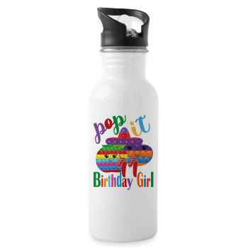 pop-it Birthday girl 11 - Water bottle with straw - white - Right