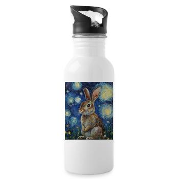 Lapin Lapin Lapin Van Gogh Style Nuit étoilée - Gourde avec paille intégrée - blanc - Droite