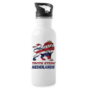 Niederlande Stolz und stark - Trinkflasche mit integriertem Trinkhalm - Weiß - Rechts