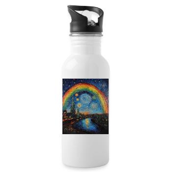 Arc-en-ciel de style Van Gogh Nuit étoilée - Gourde avec paille intégrée - blanc - Droite