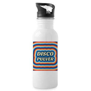 Disco Pulver Retro Logo - Trinkflasche mit integriertem Trinkhalm - Weiß - Rechts