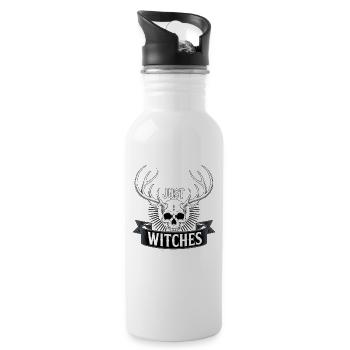 Just Witches Hexen Macht Halloween - Trinkflasche mit integriertem Trinkhalm - Weiß - Rechts