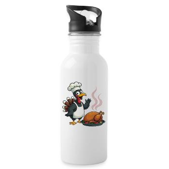 Thanksgiving Turkey Cook - Water bottle with straw - white - Right