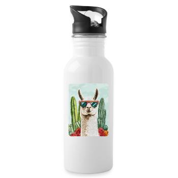 Lama - Trinkflasche mit integriertem Trinkhalm - Weiß - Rechts
