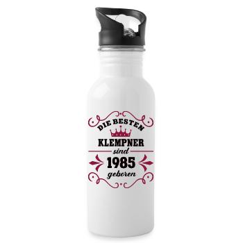 Klempnerin Geburtstag Jahrgang 1985 Kollegin - Trinkflasche mit integriertem Trinkhalm - Weiß - Rechts