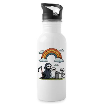 Tod & Freunde Halloween Regenbogen-Szene - Trinkflasche mit integriertem Trinkhalm - Weiß - Rechts