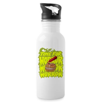 Bayrische Streetwear Halloween Leberkas Ketchup - Trinkflasche mit integriertem Trinkhalm - Weiß - Rechts