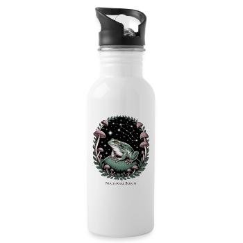 Nocturnal frog motif with mushrooms and stars - Water bottle with straw - white - Right