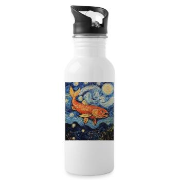 Poisson Koi Karfen Van Gogh Style Nuit étoilée - Gourde avec paille intégrée - blanc - Droite