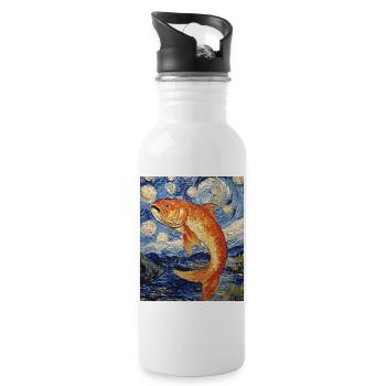 Poisson Koi Karfen Van Gogh Style Nuit étoilée - Gourde avec paille intégrée - blanc - Droite