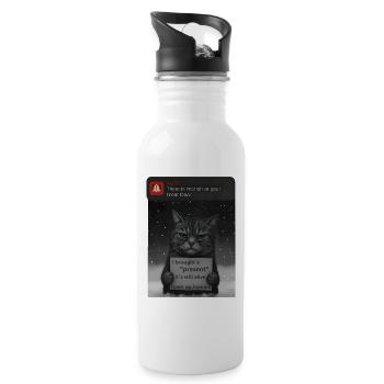 Katze hat eine Mitteilung für dich - Lustige Katze - Trinkflasche mit integriertem Trinkhalm - Weiß - Rechts