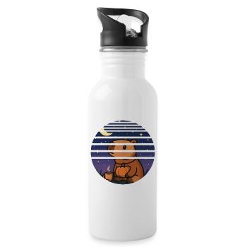 Capybara Cozy Night – Herbstliches Selfcare Design - Trinkflasche mit integriertem Trinkhalm - Weiß - Rechts