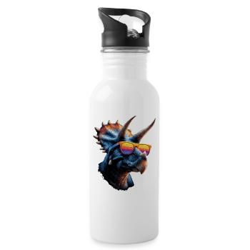 Triceratops Dinosaur Dinos Triceratops Dino - Water bottle with straw - white - Right