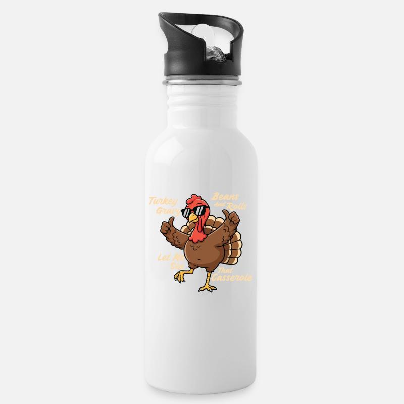 Lass mich den Herbsthumor des Auflaufs sehen - Trinkflasche mit integriertem Trinkhalm - Weiß
