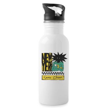 New Year: Creative Chaos - Water bottle with straw - white - Right